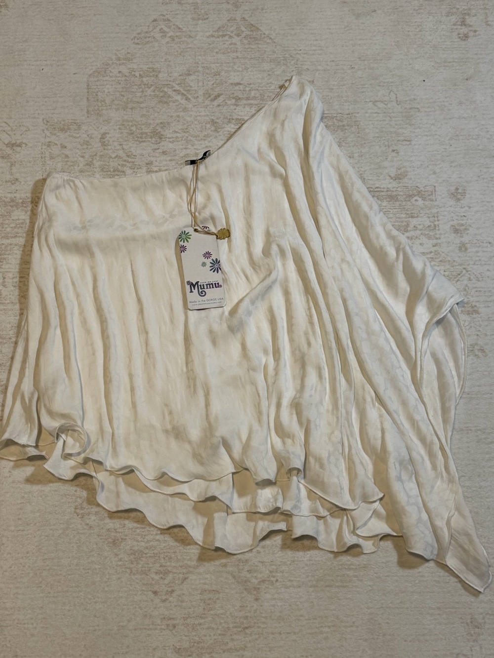NWT Show Me Your MuMu Cream One-Shoulder Ruffle Blouse